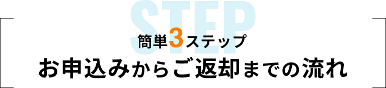 簡単3ステップお申込みからご返却までの流れ